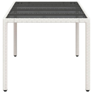 Tavolo Giardino Piano in Vetro Bianco 190x90x75 cm Polyrattan 368129