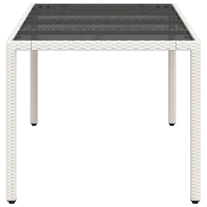 Tavolo Giardino Piano in Vetro Bianco 190x90x75 cm Polyrattan 368129