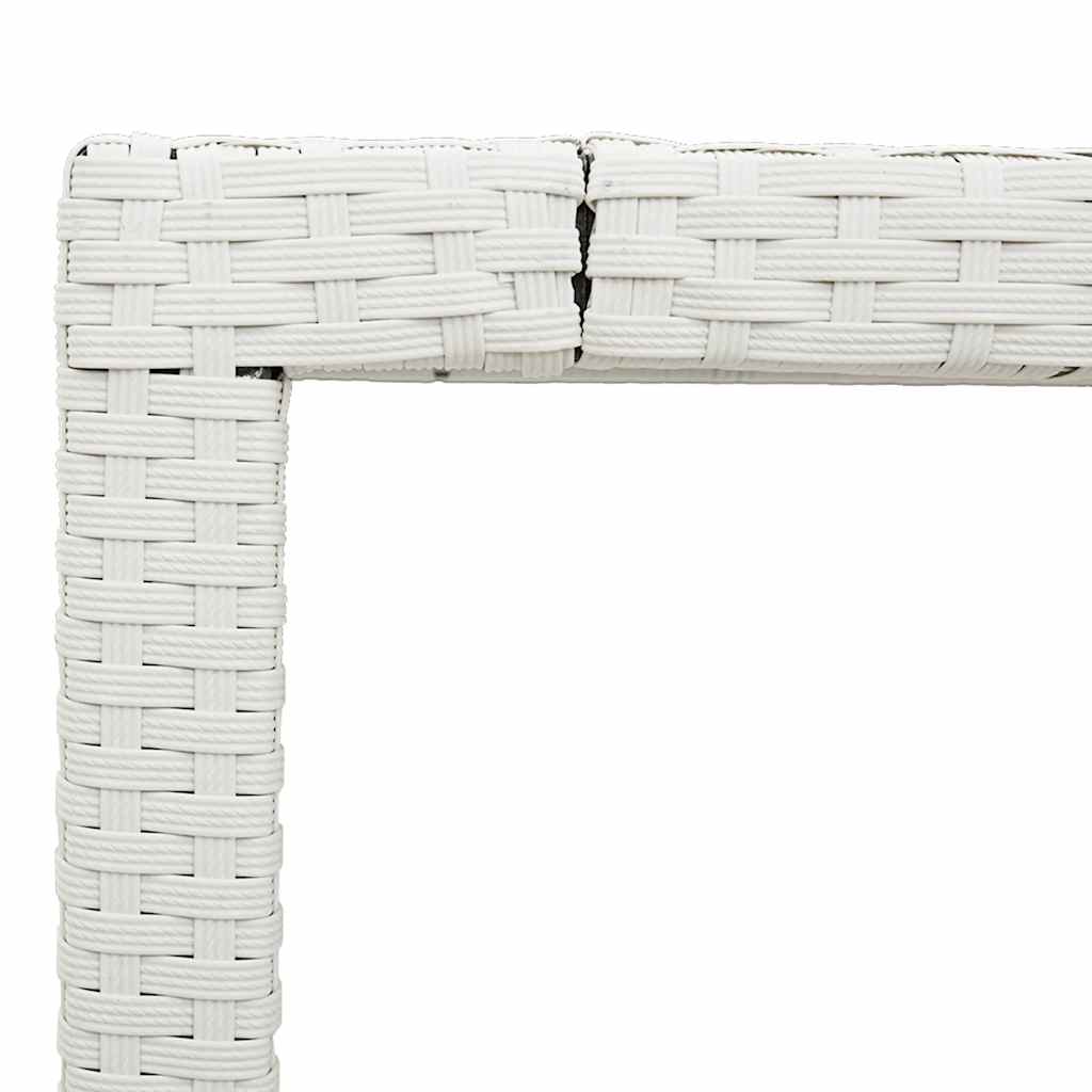 Tavolo Giardino Piano in Vetro Bianco 190x90x75 cm Polyrattan 368129