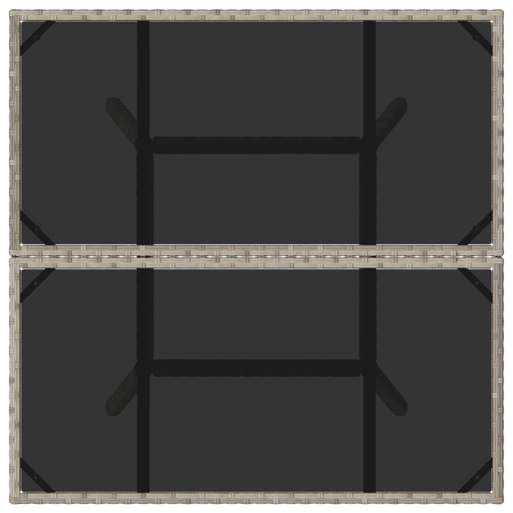 Tavolo Giardino Piano Vetro Grigio Chiaro 80x80x75cm Polyrattan 368131