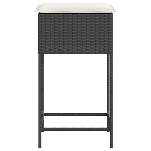 Sgabelli da Bar con Cuscini 2 pz Neri in Polyrattan