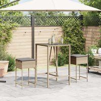 Sgabelli da Bar con Cuscini 2 pz Beige in Polyrattan 368320