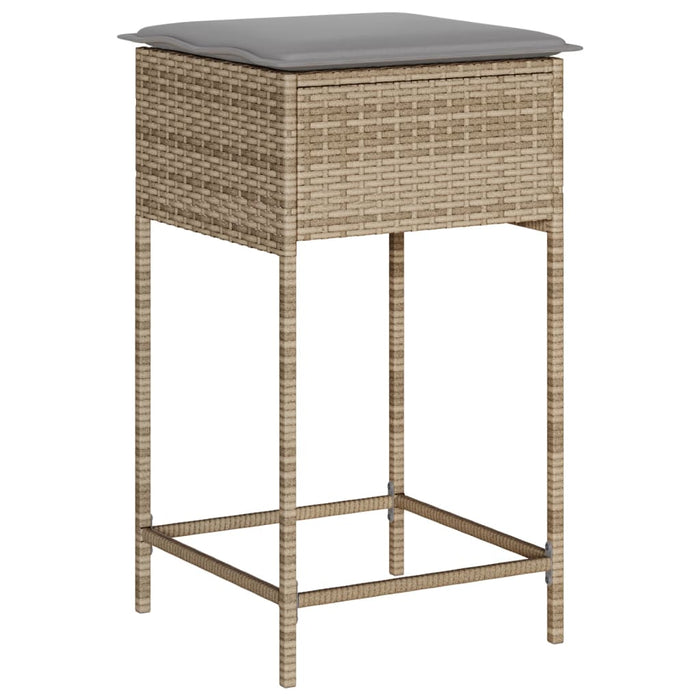 Sgabelli da Bar con Cuscini 2 pz Beige in Polyrattan 368320