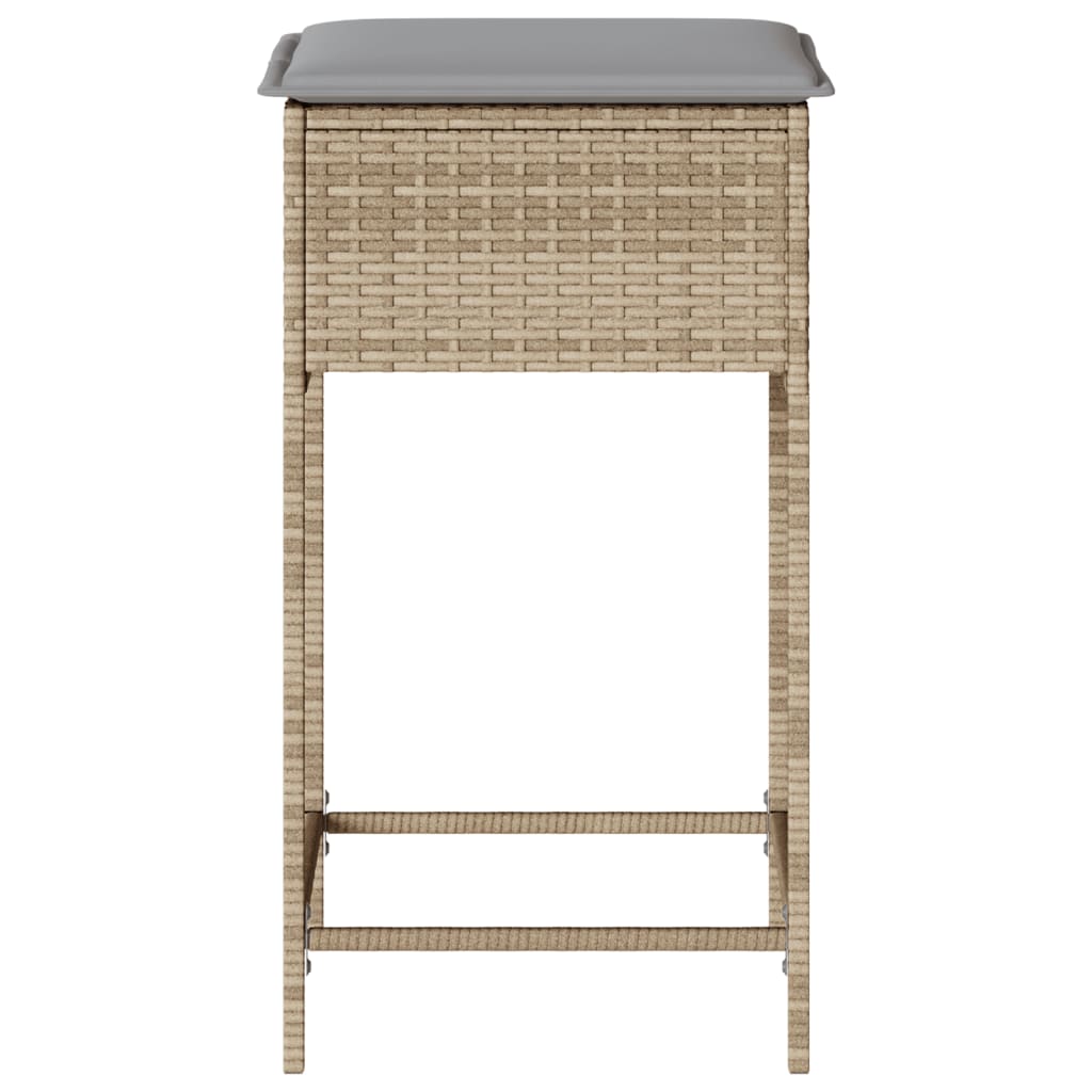 Sgabelli da Bar con Cuscini 2 pz Beige in Polyrattan 368320