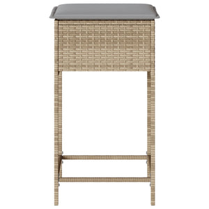 Sgabelli da Bar con Cuscini 2 pz Beige in Polyrattan