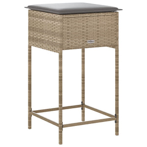 Sgabelli da Bar con Cuscini 2 pz Beige in Polyrattan 368320