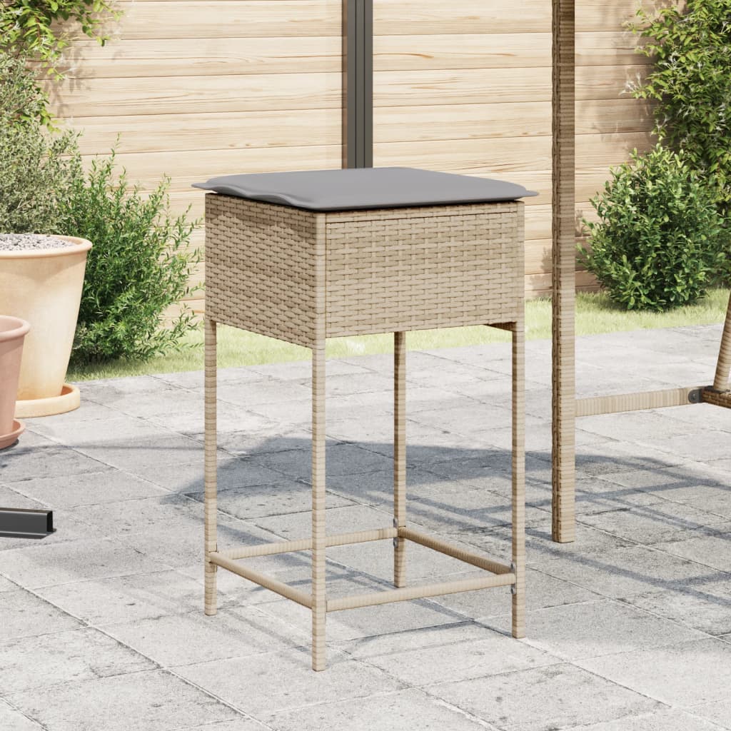 Sgabelli da Bar con Cuscini 2 pz Beige in Polyrattan 368320