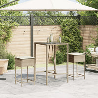 Sgabelli da Bar con Cuscini 2 pz Beige in Polyrattan
