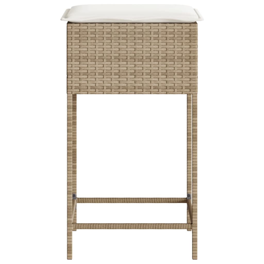 Sgabelli da Bar con Cuscini 2 pz Beige in Polyrattan