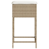 Sgabelli da Bar con Cuscini 2 pz Beige in Polyrattan