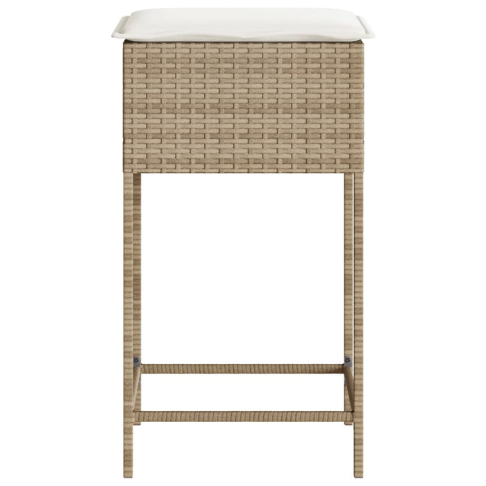 Sgabelli da Bar con Cuscini 2 pz Beige in Polyrattan