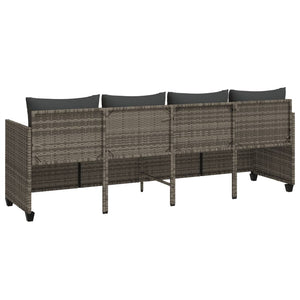 Lettino Prendisole con Cuscini Grigio in Polyrattan 368328