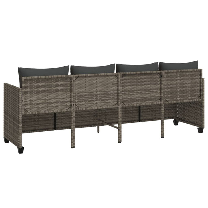 Lettino Prendisole con Cuscini Grigio in Polyrattan 368328