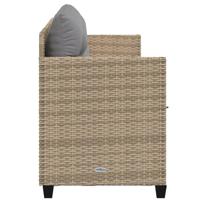 Lettino Prendisole con Cuscini Beige in Polyrattan 368329