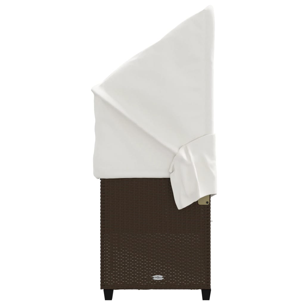 Lettino Prendisole con Baldacchino e Cuscini Marrone Polyrattan 368336