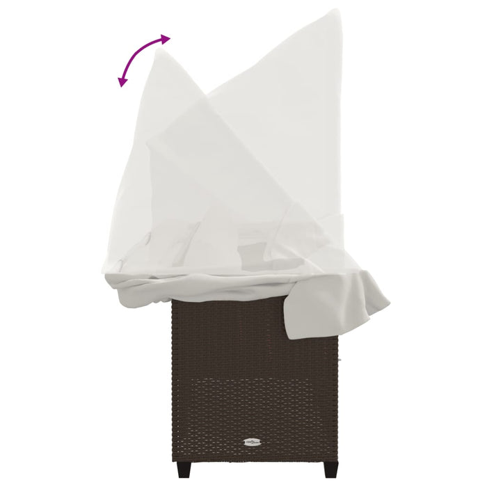 Lettino Prendisole con Baldacchino e Cuscini Marrone Polyrattan 368336