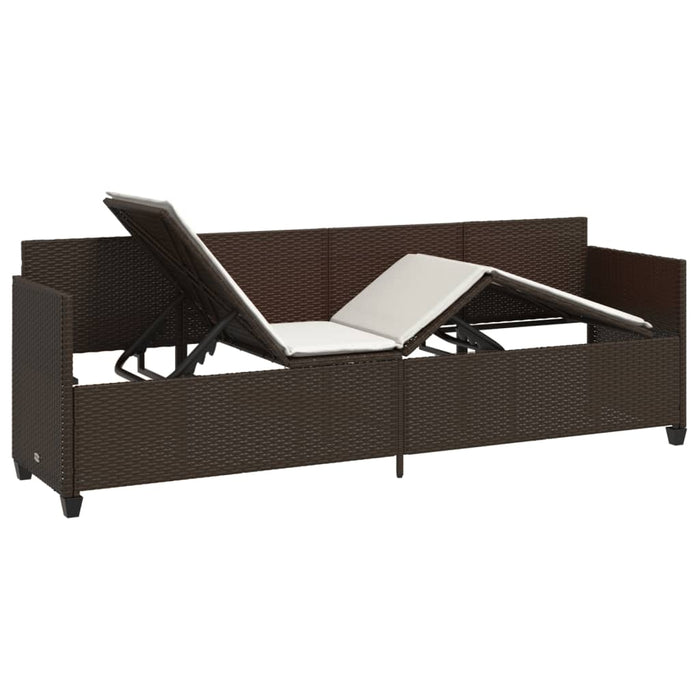 Lettino Prendisole con Cuscini Marrone in Polyrattan 368345