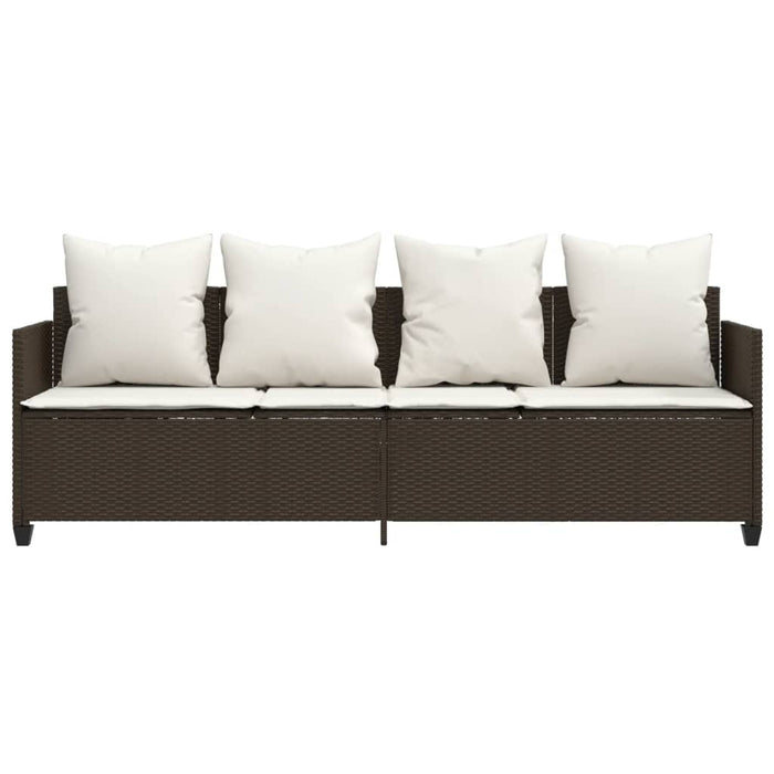 Lettino Prendisole con Cuscini Marrone in Polyrattan 368345