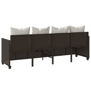 Lettino Prendisole con Cuscini Marrone in Polyrattan 368345