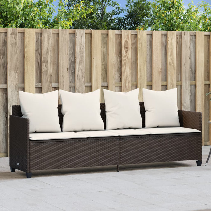 Lettino Prendisole con Cuscini Marrone in Polyrattan 368345