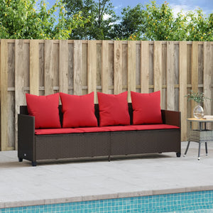 Lettino Prendisole con Cuscini Marrone in Polyrattan 368350