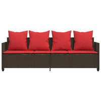 Lettino Prendisole con Cuscini Marrone in Polyrattan 368350