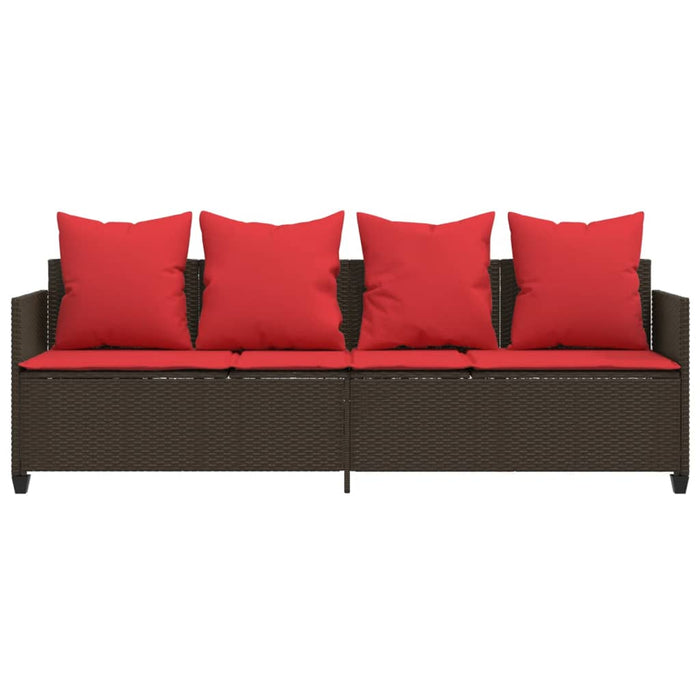 Lettino Prendisole con Cuscini Marrone in Polyrattan 368350