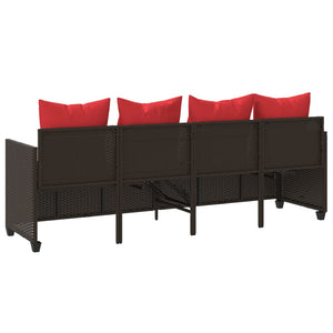 Lettino Prendisole con Cuscini Marrone in Polyrattan 368350