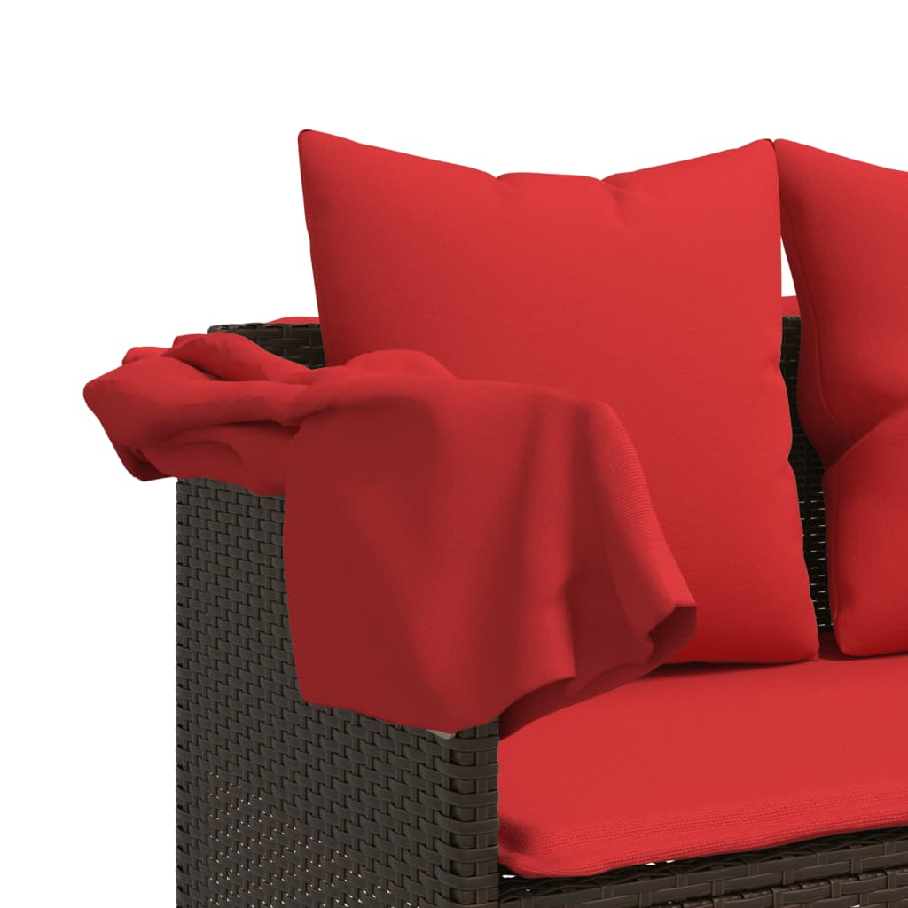 Lettino Prendisole con Cuscini Marrone in Polyrattan 368350