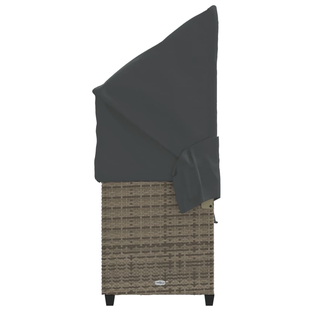 Lettino Prendisole con Baldacchino e Cuscini Grigio Polyrattan 368355