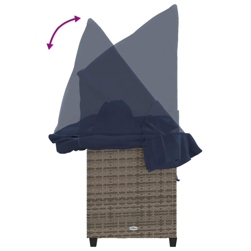 Lettino Prendisole con Baldacchino e Cuscini Grigio Polyrattan 368360