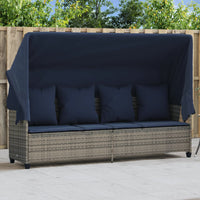 Lettino Prendisole con Baldacchino e Cuscini Grigio Polyrattan 368360