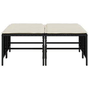 Sgabelli da Giardino con Cuscini 4 pz Neri in Polyrattan