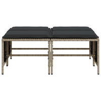 Sgabelli da Giardino con Cuscini 4 pz Grigio Chiaro Polyrattan