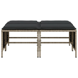 Sgabelli da Giardino con Cuscini 4 pz Grigio Chiaro Polyrattan