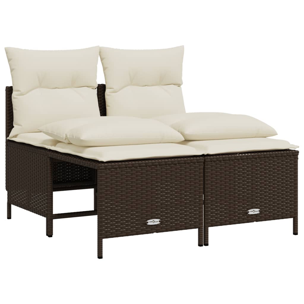 Set Divano da Giardino 4 pz con Cuscini-Sofa da Giardino-Divanetto da esterno Marrone in Polyrattan 753856
