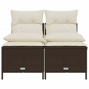 Set Divano da Giardino 4 pz con Cuscini-Sofa da Giardino-Divanetto da esterno Marrone in Polyrattan 753856