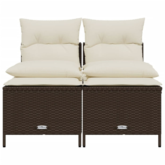 Set Divano da Giardino 4 pz con Cuscini-Sofa da Giardino-Divanetto da esterno Marrone in Polyrattan 753856
