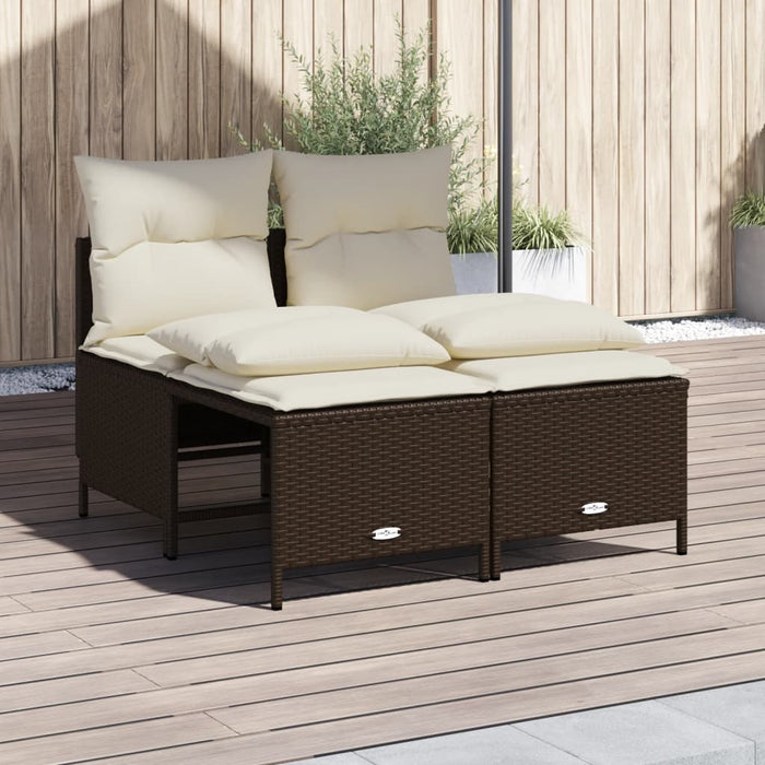Set Divano da Giardino 4 pz con Cuscini-Sofa da Giardino-Divanetto da esterno Marrone in Polyrattan 753856