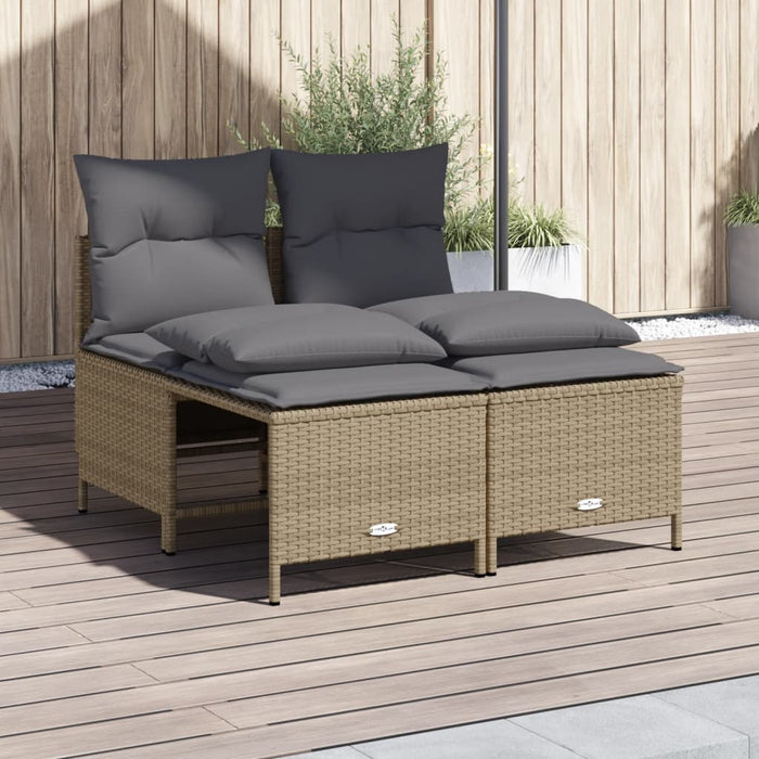 Set Divano da Giardino 4 pz con Cuscini-Sofa da Giardino-Divanetto da esterno Beige in Polyrattan 874437