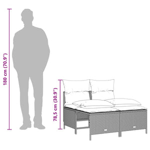 Set Divano da Giardino 4 pz con Cuscini-Sofa da Giardino-Divanetto da esterno Grigio Chiaro Polyrattan 627937