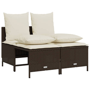 Set Divano da Giardino 4 pz con Cuscini-Sofa da Giardino-Divanetto da esterno Marrone in Polyrattan 883818