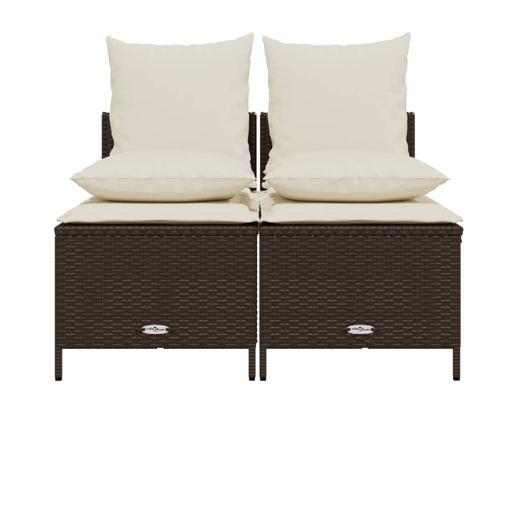 Set Divano da Giardino 4 pz con Cuscini-Sofa da Giardino-Divanetto da esterno Marrone in Polyrattan 883818