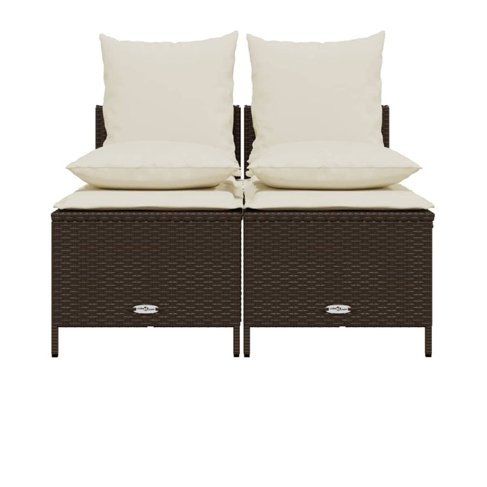 Set Divano da Giardino 4 pz con Cuscini-Sofa da Giardino-Divanetto da esterno Marrone in Polyrattan 883818
