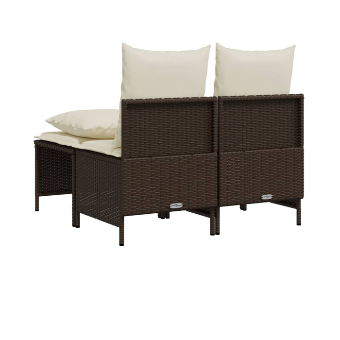 Set Divano da Giardino 4 pz con Cuscini-Sofa da Giardino-Divanetto da esterno Marrone in Polyrattan 883818