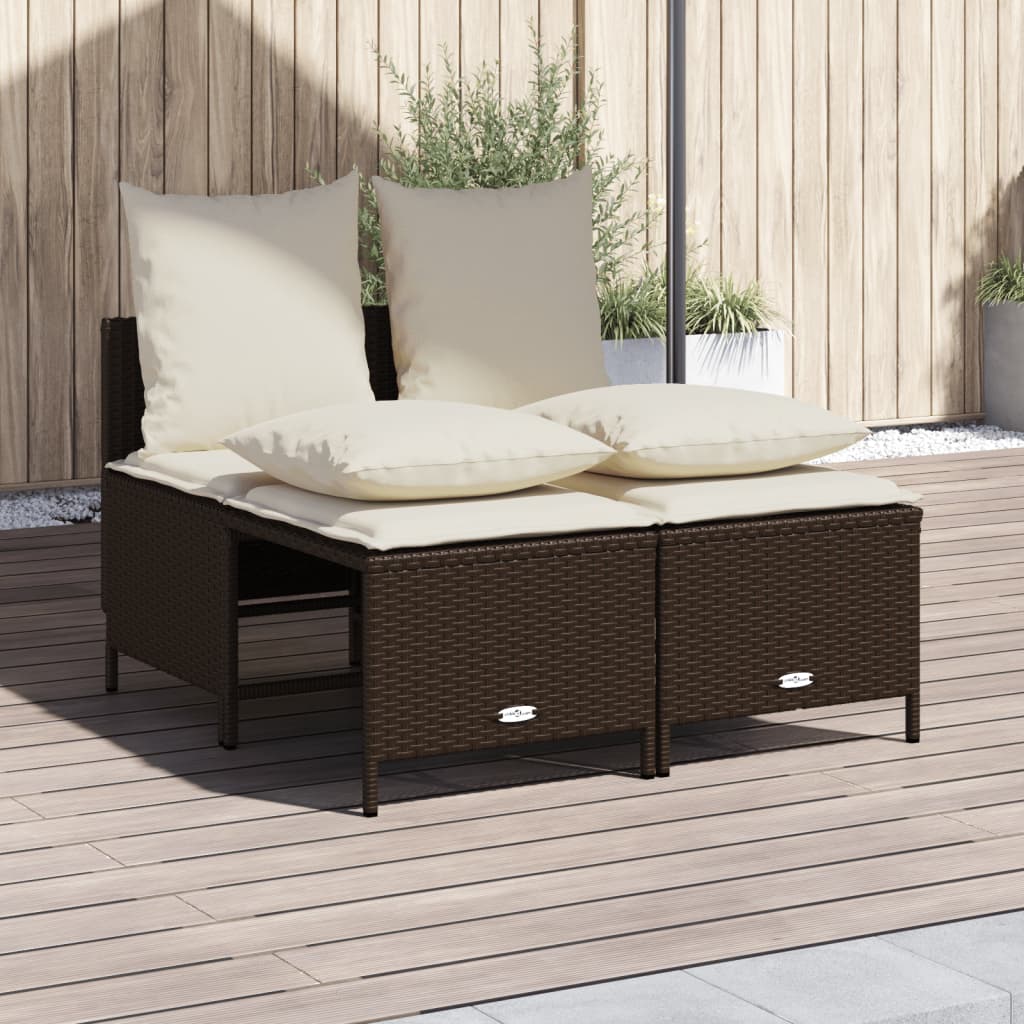 Set Divano da Giardino 4 pz con Cuscini-Sofa da Giardino-Divanetto da esterno Marrone in Polyrattan 883818