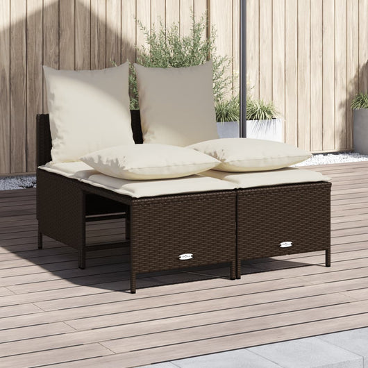 Set Divano da Giardino 4 pz con Cuscini-Sofa da Giardino-Divanetto da esterno Marrone in Polyrattan 883818