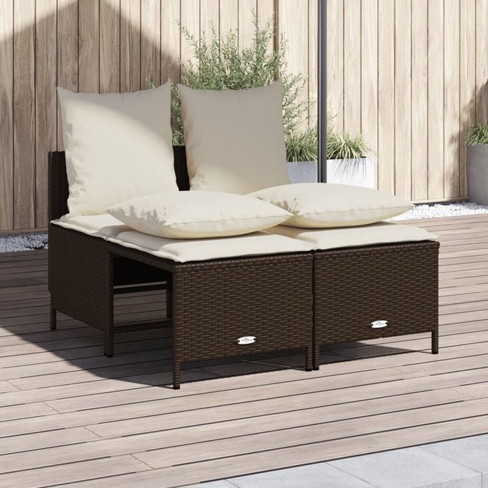 Set Divano da Giardino 4 pz con Cuscini-Sofa da Giardino-Divanetto da esterno Marrone in Polyrattan 883818