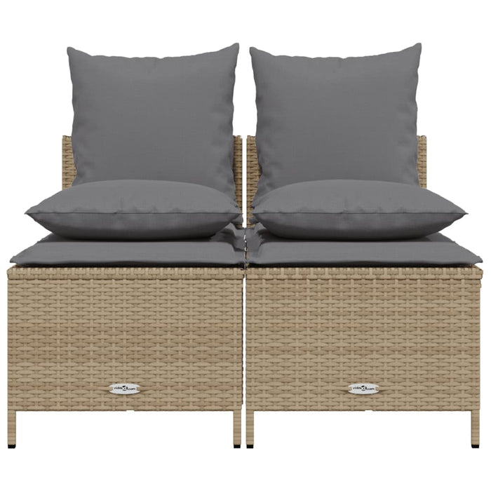 Set Divano da Giardino 4 pz con Cuscini-Sofa da Giardino-Divanetto da esterno Beige in Polyrattan 187431