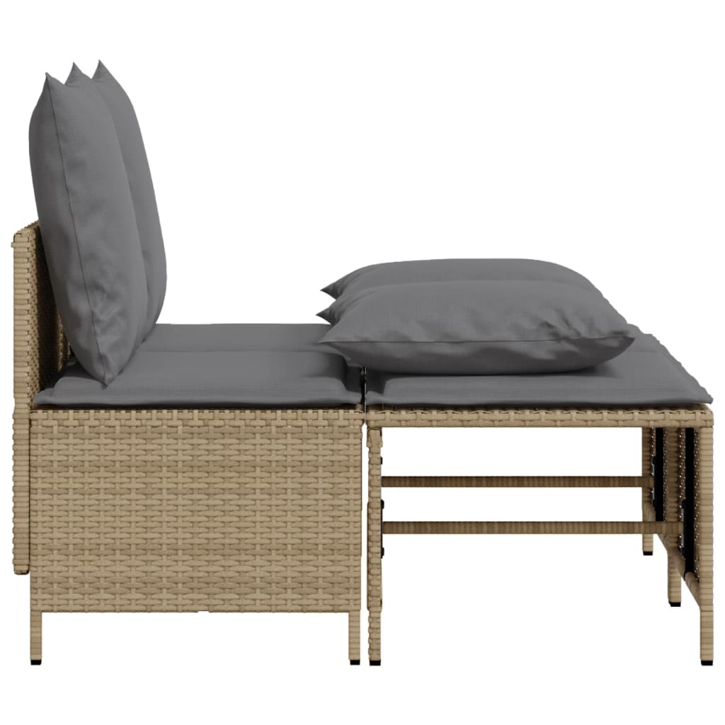 Set Divano da Giardino 4 pz con Cuscini Beige in Polyrattan 368383